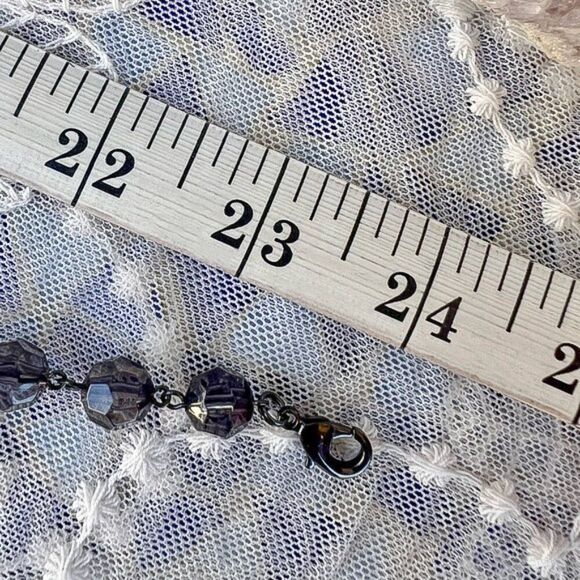 Multi-Layered Black Gunmetal & Silver Multi-strand Beaded Waterfall Necklace - Picture 4 of 12